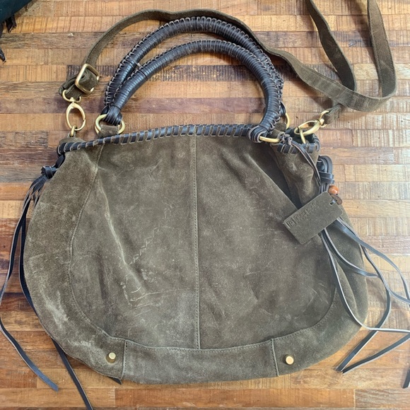 Linea pelle brown suede shoulder bag with long strap - Picture 1 of 4